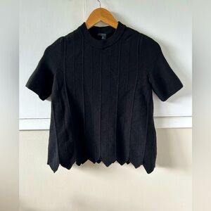 COS Ribbed 100% Wool Shirt with Zig Zag Scalloped Hem